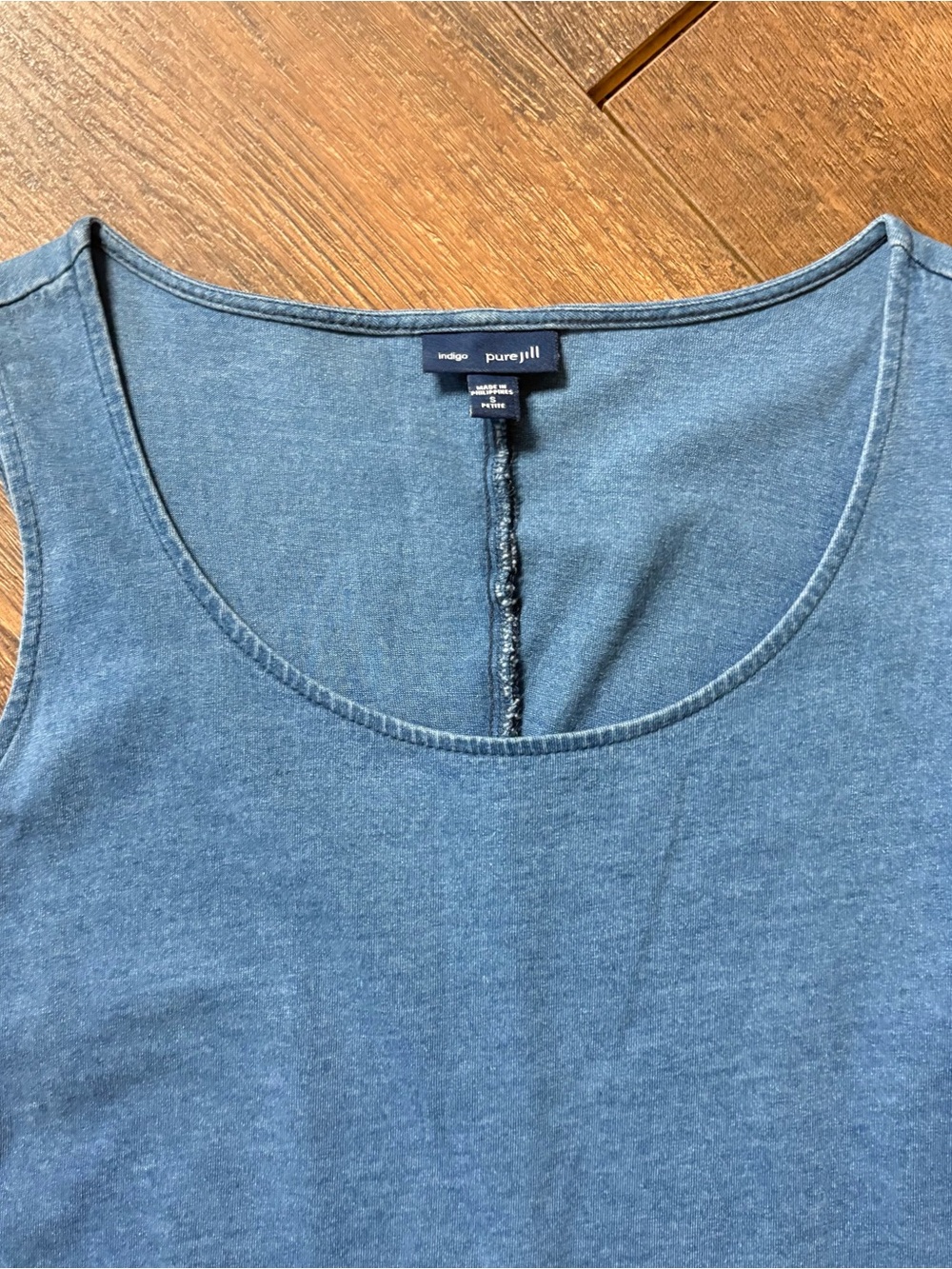 J Jill Pure Jill Indigo Blue Sleeveless Dipped Hem Dress - Picture 3 of 5